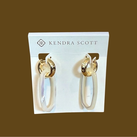 🎁 Kendra Scott Danielle Gold Convertible Link Earrings White Mother-of-Pearl NWT - Picture 2 of 11